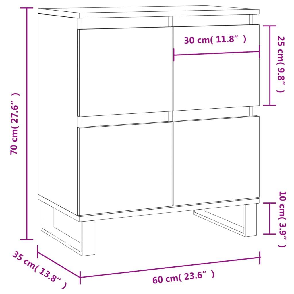 vidaXL Sideboard | Smoked oak | Engineered wood | Small | Sideboard