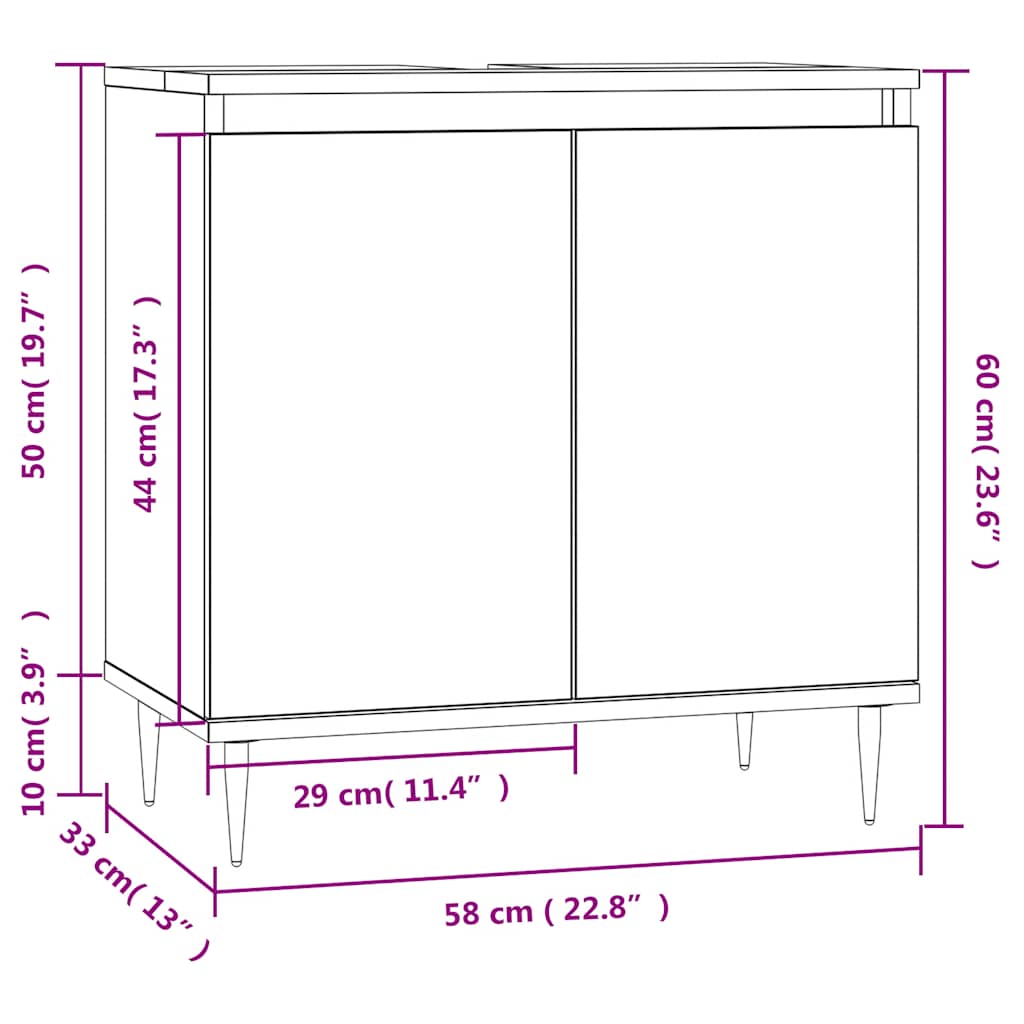 vidaXL Bathroom Cabinet | Sonoma oak | Engineered wood, iron | Small