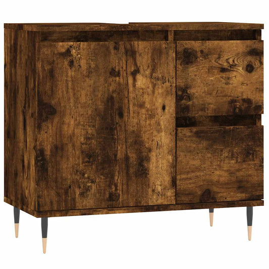 vidaXL Bathroom Cabinet Smoked Oak 65x33x60 cm Engineered Wood