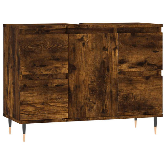 vidaXL Bathroom Cabinet Smoked Oak 80x33x60 cm Engineered Wood