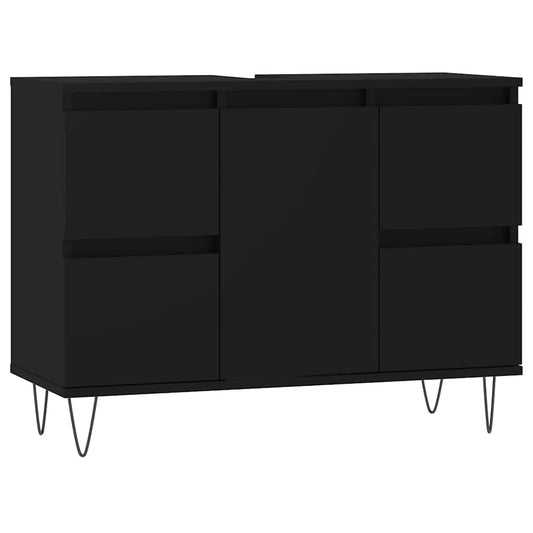 vidaXL Bathroom Cabinet Black 80x33x60 cm Engineered Wood
