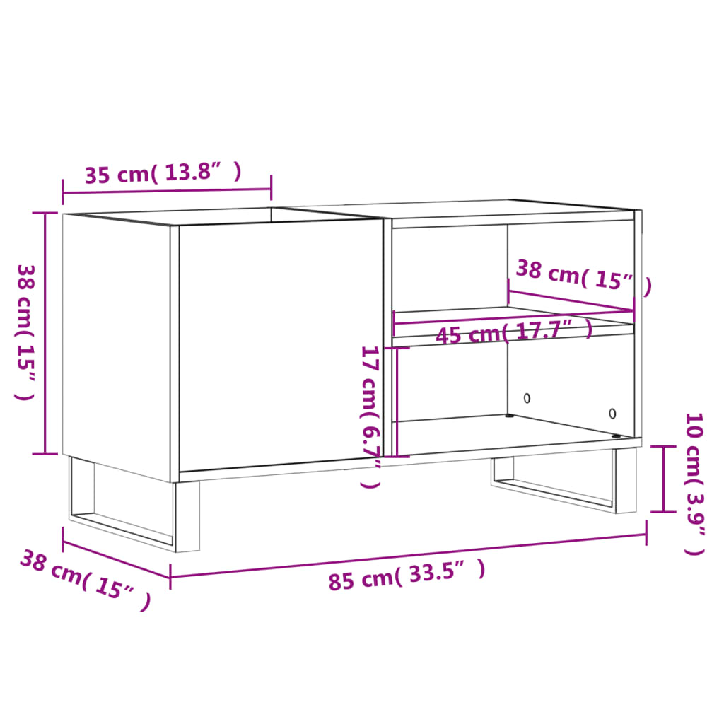 vidaXL Record Cabinet | White | Engineered Wood, Iron | Medium