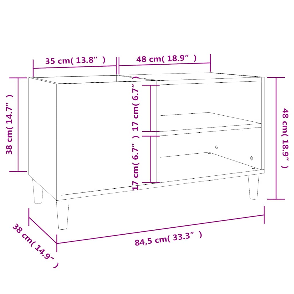 vidaXL Record Cabinet Sonoma Oak 84,5x38x48 cm Engineered Wood