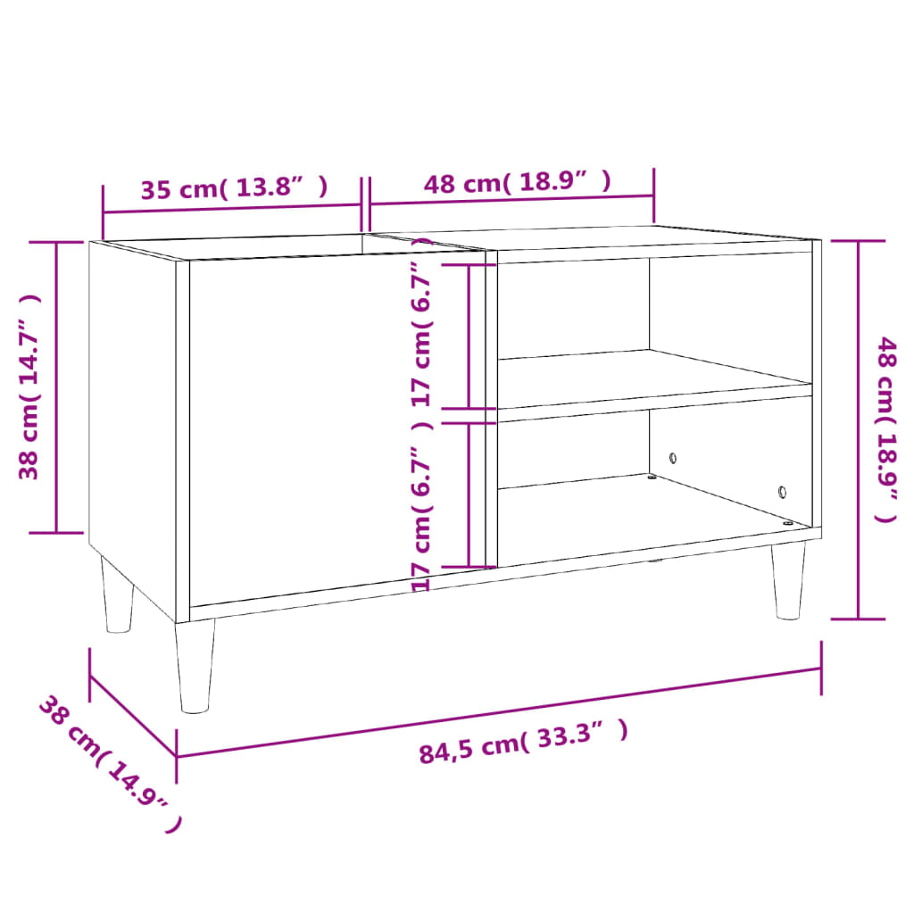 vidaXL Record Cabinet Grey Sonoma 84,5x38x48 cm Engineered Wood