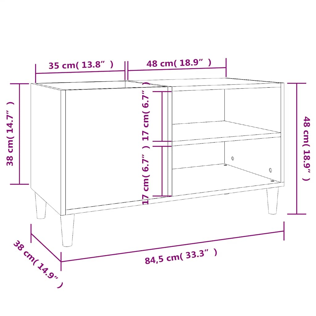 vidaXL Record Cabinet Concrete Grey 84,5x38x48 cm Engineered Wood