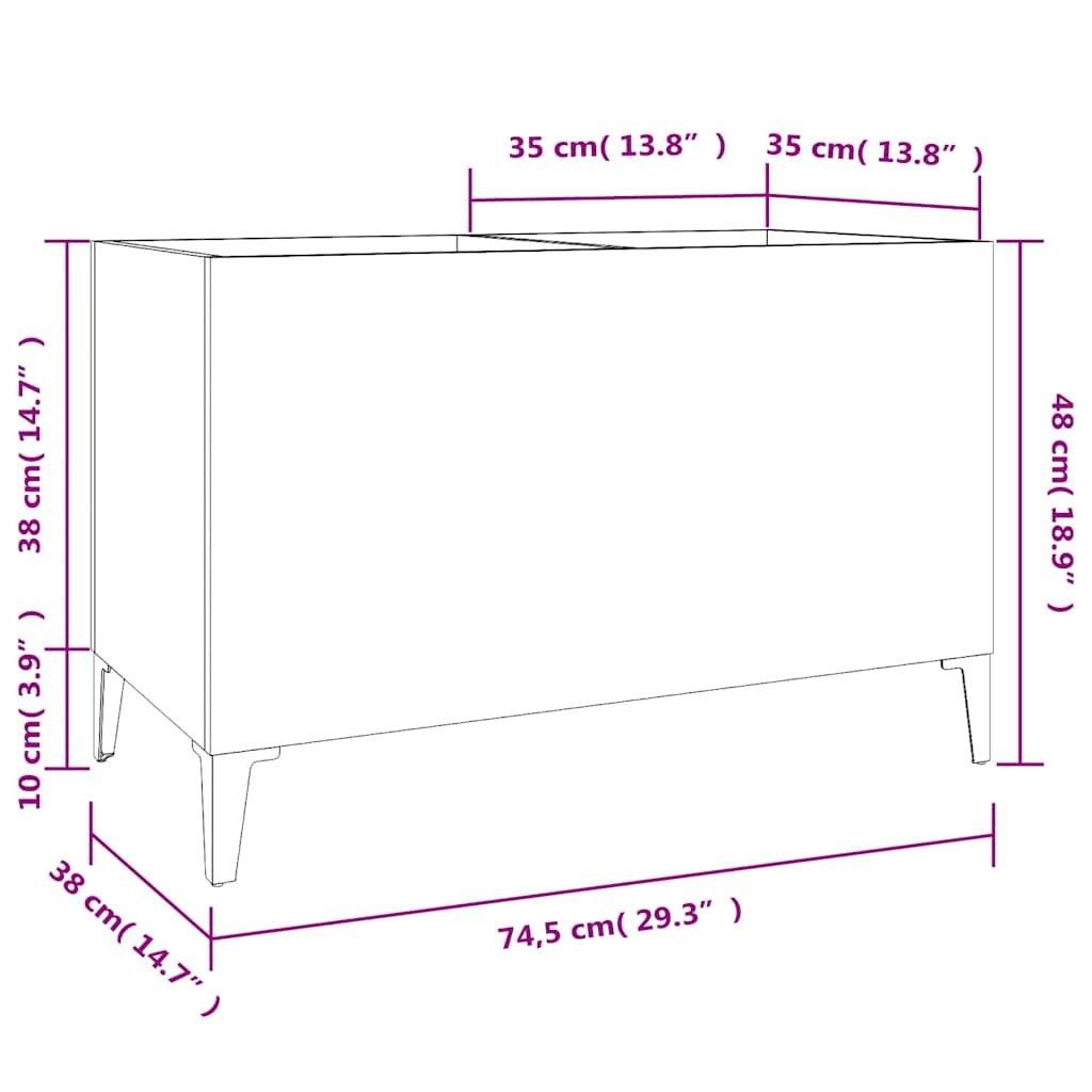vidaXL Record Cabinet White 74,5x38x48 cm Engineered Wood