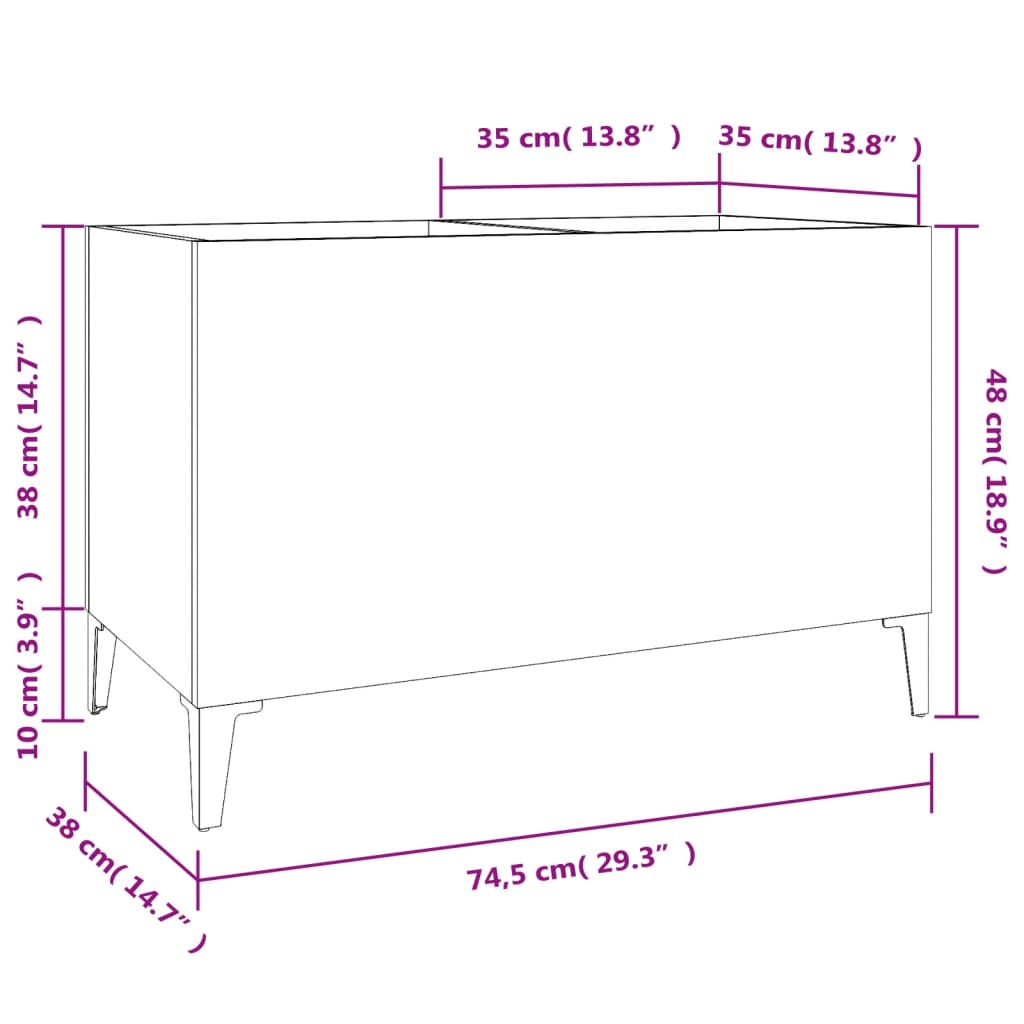 vidaXL Record Cabinet Concrete Grey 74.5x38x48 cm Engineered Wood