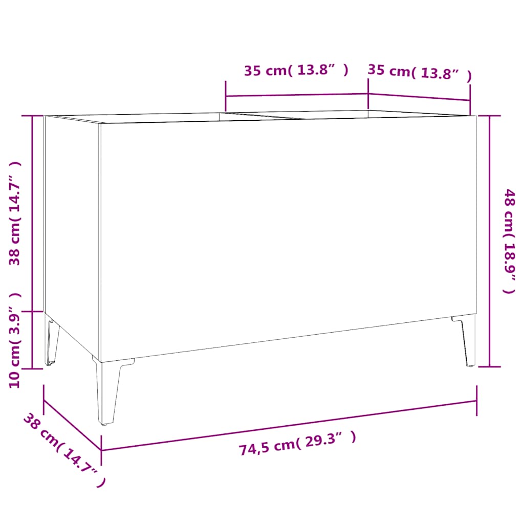vidaXL Record Cabinet Grey Sonoma 74,5x38x48 cm Engineered Wood
