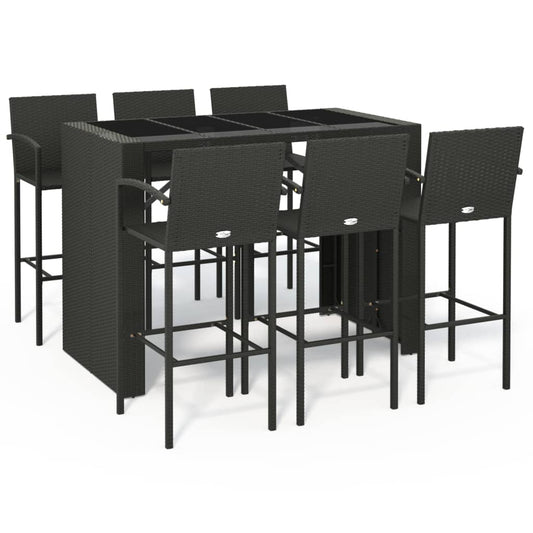 vidaXL Garden Bar Set | Black | PE rattan | One Size | Ergonomic | Bar Table Set