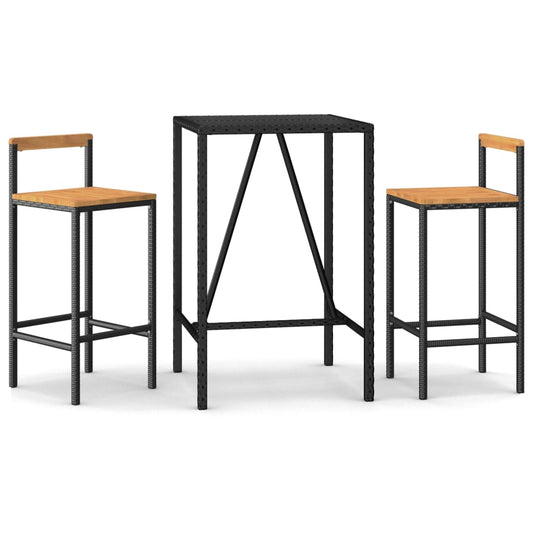 vidaXL Garden Bar Set | Black | Poly Rattan | Medium | Tough | Garden Bar Set
