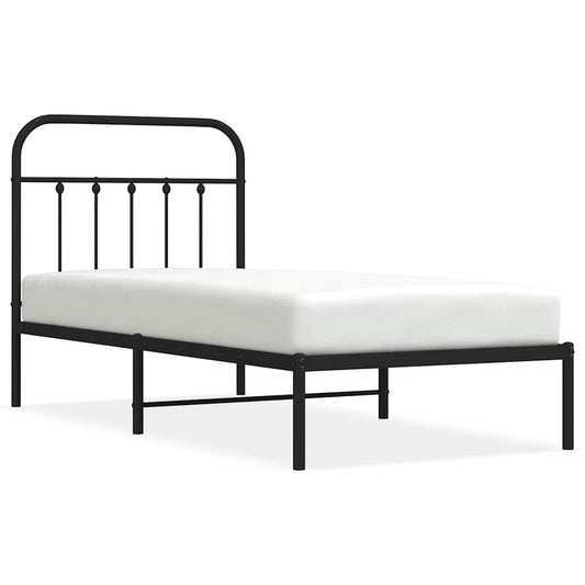 vidaXL Bed Frame | Black | Powder-Coated Steel | Single | Industrial | Bed Frame