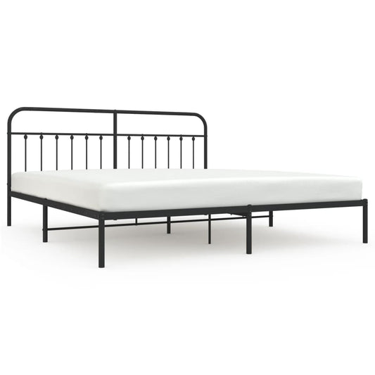 vidaXL Bed Frame | Black | Powder-Coated Steel | Double | Industrial | Bed Frame