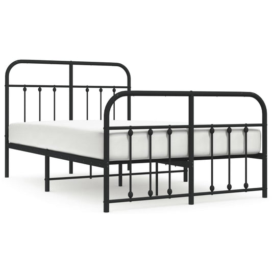 vidaXL Bed Frame | Black | Powder-Coated Steel | Small Double | Bed Frame