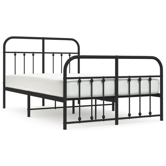 vidaXL Bed Frame | Black | Powder-Coated Steel | Double | Bed Frame