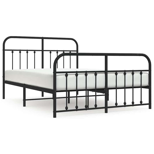 vidaXL Metal Bed Frame without Mattress with Footboard Black 150x200cm