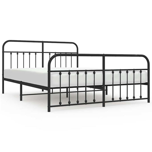 vidaXL Bed Frame | Black | Powder-Coated Steel | 183x213 cm | Bed Frame