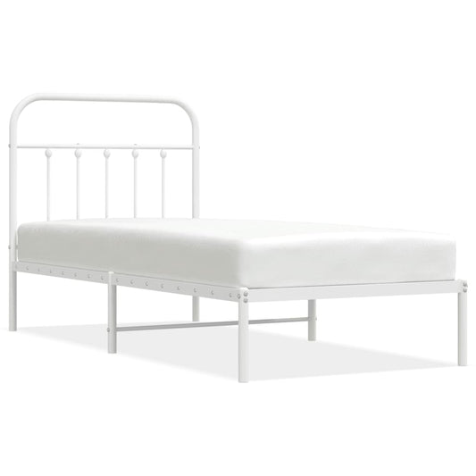 vidaXL Bed Frame | White | Powder-coated steel | Single | Durable | Bed Frame