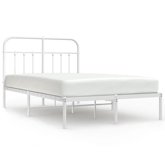 vidaXL Bed Frame | White | Powder-Coated Steel | Double | Bed Frame