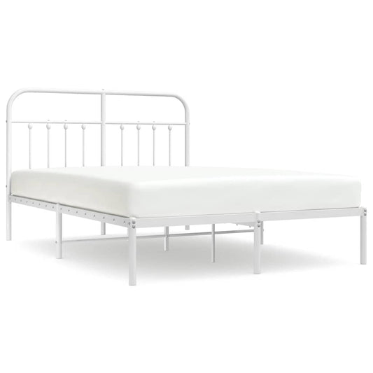 vidaXL Bed Frame | White | Steel | Double | Bed Frame | Rectangular | Durable