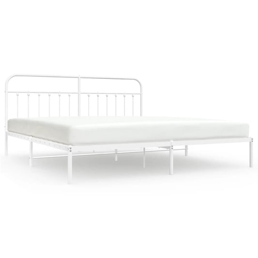 vidaXL Bed Frame | White | Powder-Coated Steel | Double | Bed Frame