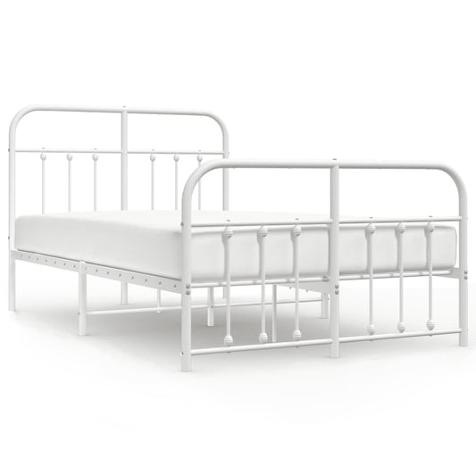 vidaXL Bed Frame | White | Powder-coated steel | Double | Bed Frame