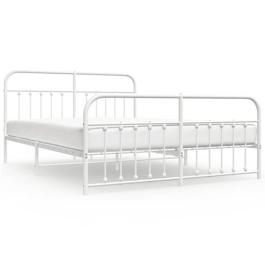 vidaXL Bed Frame | White | Steel | Double | Bed Frame | Rectangular