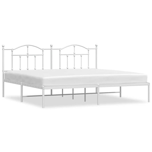 vidaXL Metal Bed Frame without Mattress with Headboard White 200x200cm