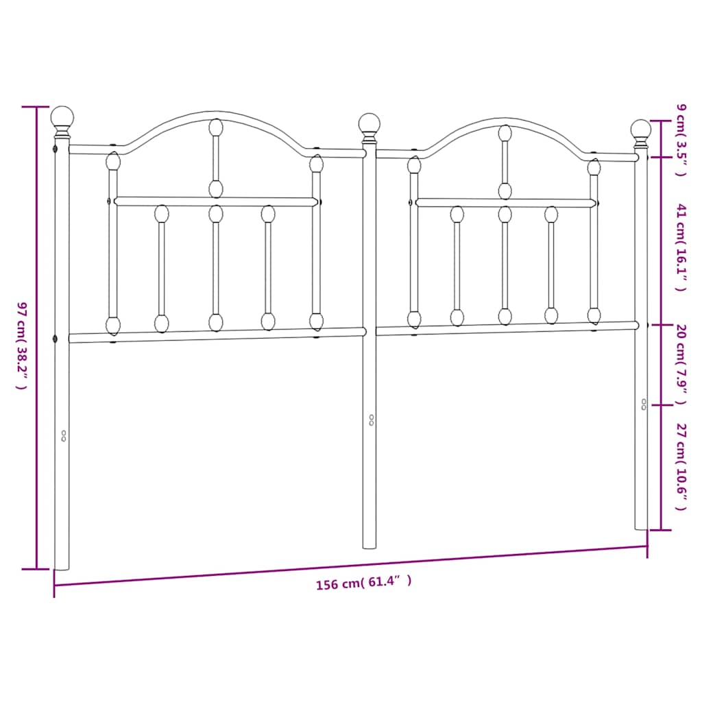 vidaXL Metal Replace Headboard White 150 cm