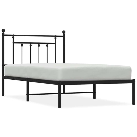 vidaXL Bed Frame | Black | Powder-Coated Steel | Single | Bed Frame