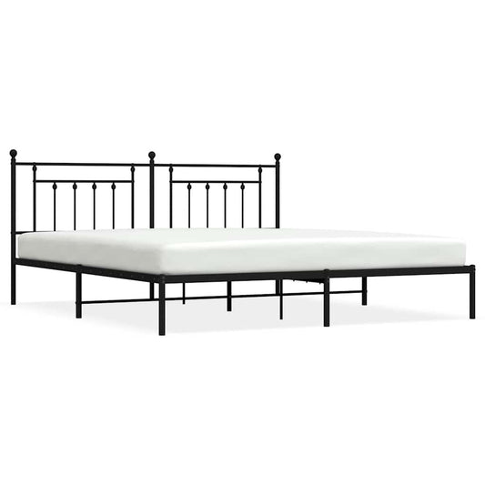 vidaXL Bed Frame | Black | Powder-Coated Steel | Double | Bed Frame