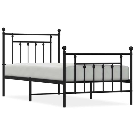 vidaXL Bed Frame | Black | Steel | Single | Bed Frame | Rectangular | Industrial
