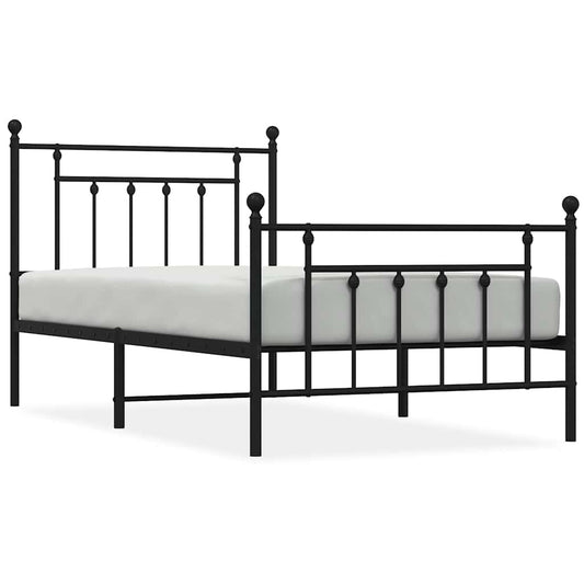 vidaXL Bed Frame | Black | Powder-coated steel | Single | Industrial | Bed Frame