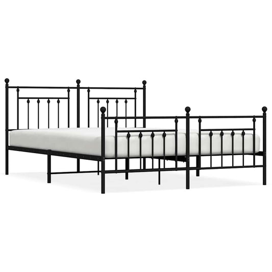 vidaXL Bed Frame | Black | Powder-Coated Steel | 183x213 cm | Bed Frame