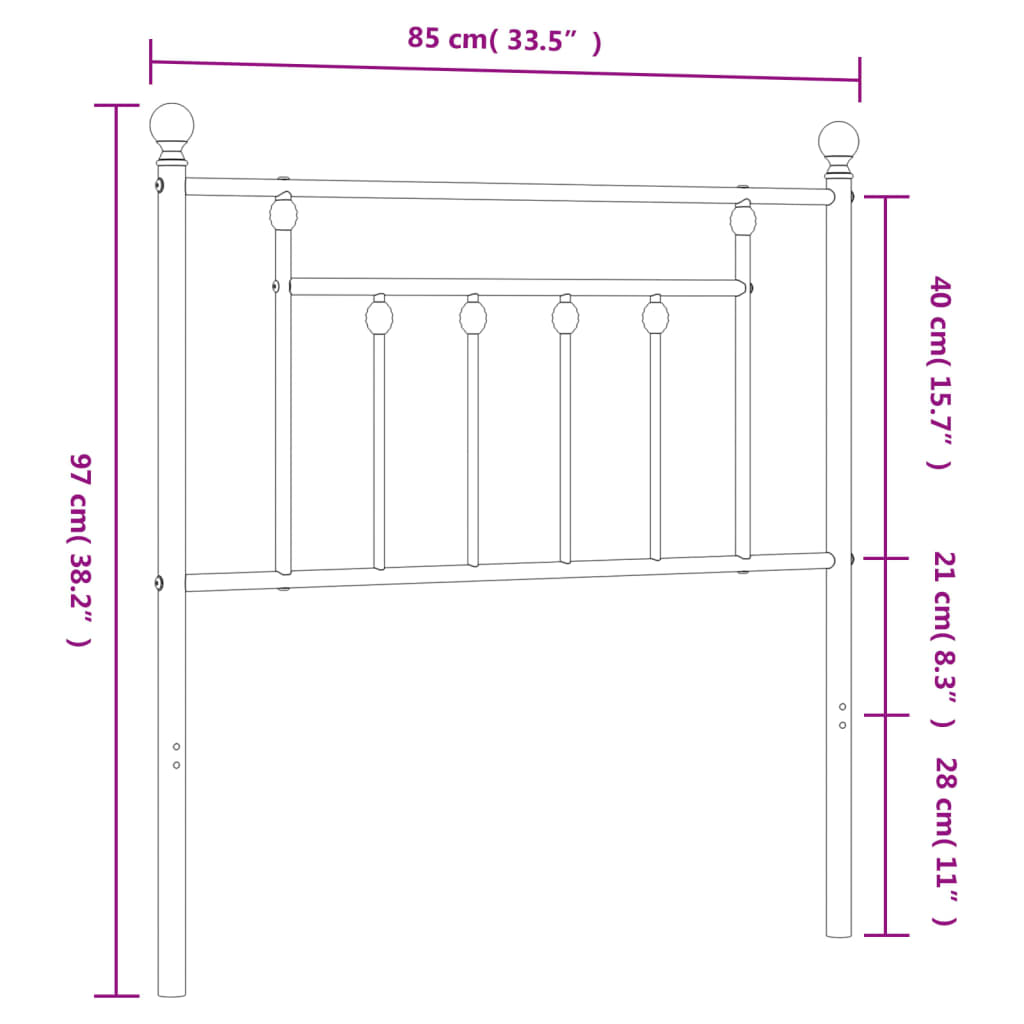 vidaXL Metal Replace Headboard Black 80 cm