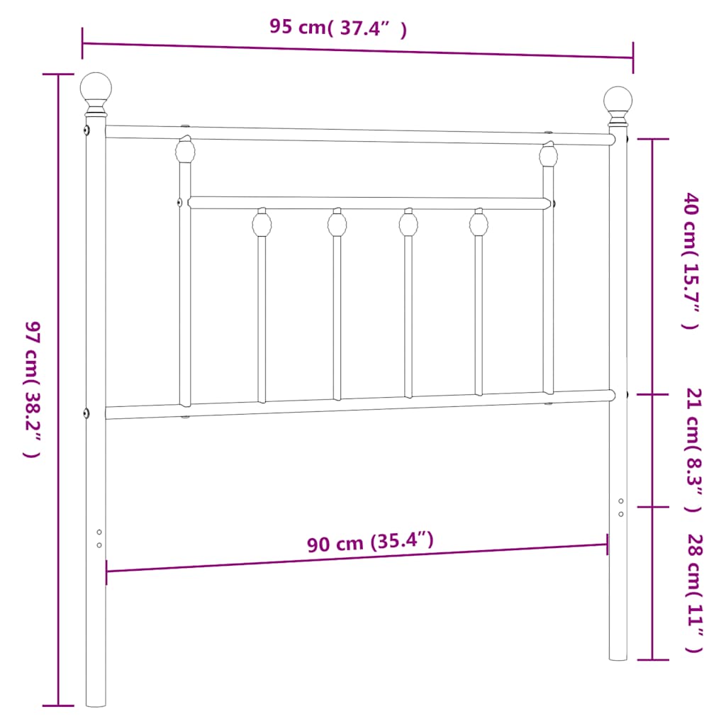 vidaXL Metal Replace Headboard Black 90 cm