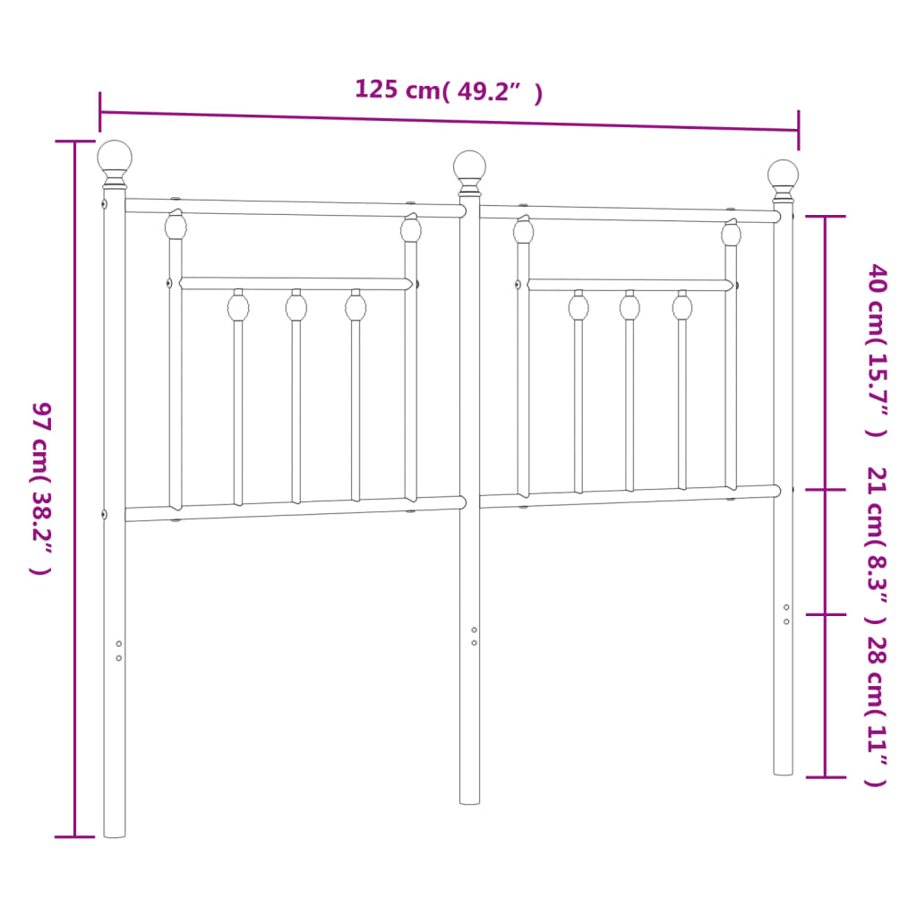 vidaXL Metal Replace Headboard Black 120 cm