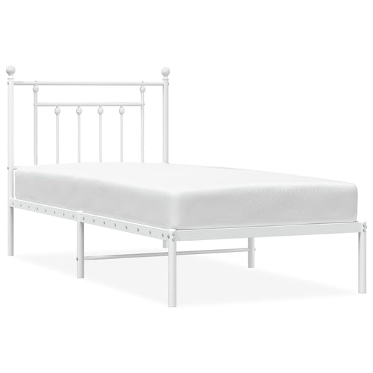 vidaXL Bed Frame | White | Powder-Coated Steel | Single | Bed Frame