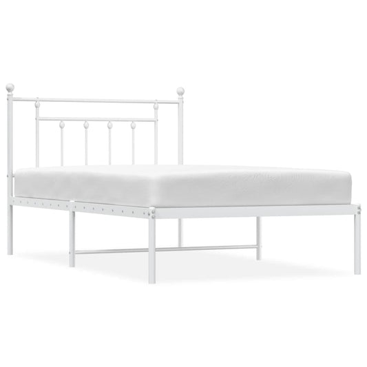 vidaXL Metal Bed Frame without Mattress with Headboard White 107x203cm