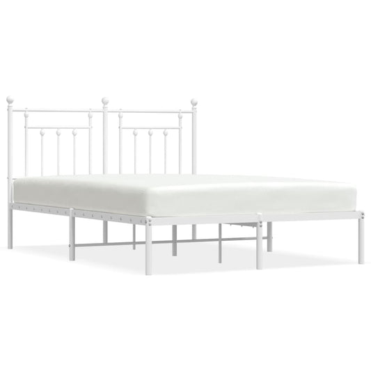 vidaXL Bed Frame | White | Powder-Coated Steel | Double | Bed Frame