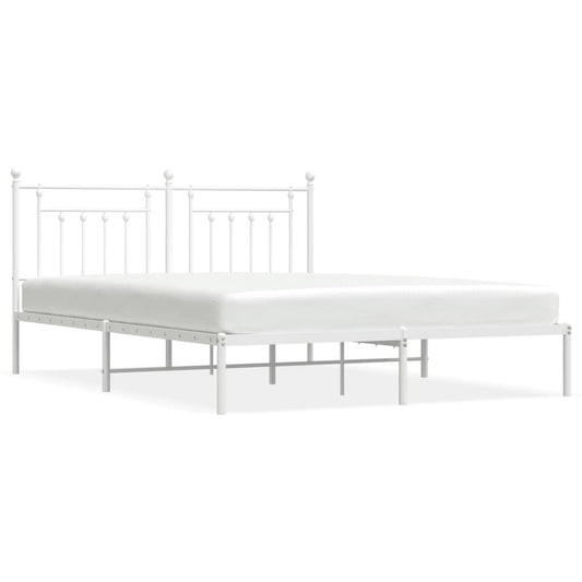 vidaXL Bed Frame | White | Powder-Coated Steel | Super King | Bed Frame