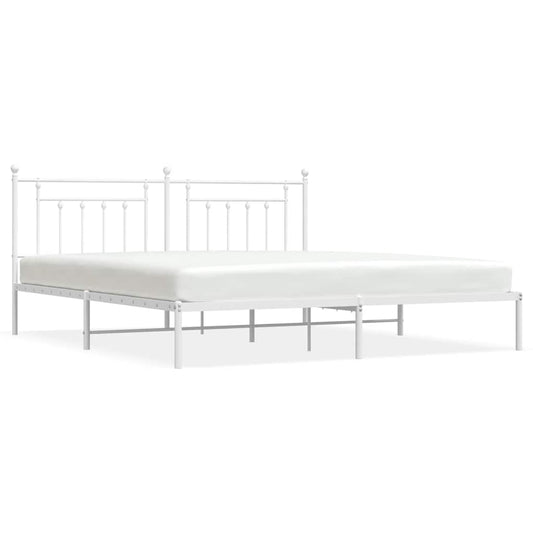 vidaXL Bed Frame | White | Powder-Coated Steel | 193 x 203 cm | Bed Frame