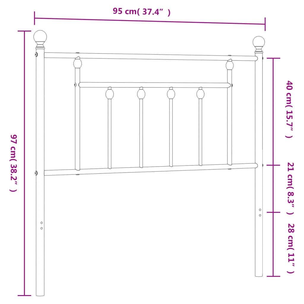 vidaXL Metal Replace Headboard White 90 cm