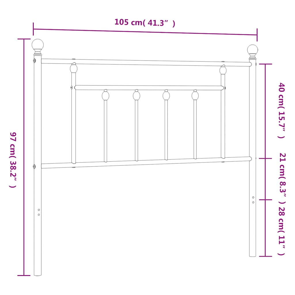 vidaXL Metal Replace Headboard White 100 cm
