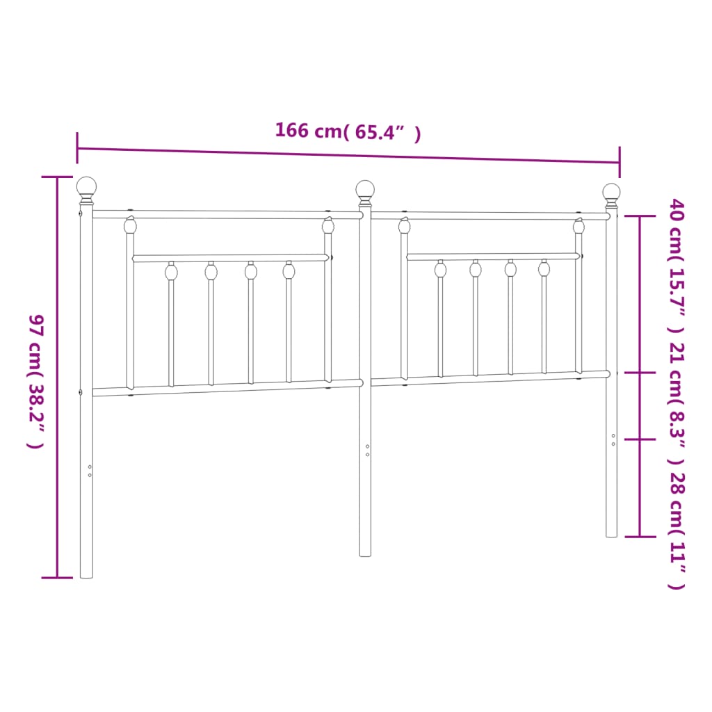 vidaXL Metal Replace Headboard White 160 cm