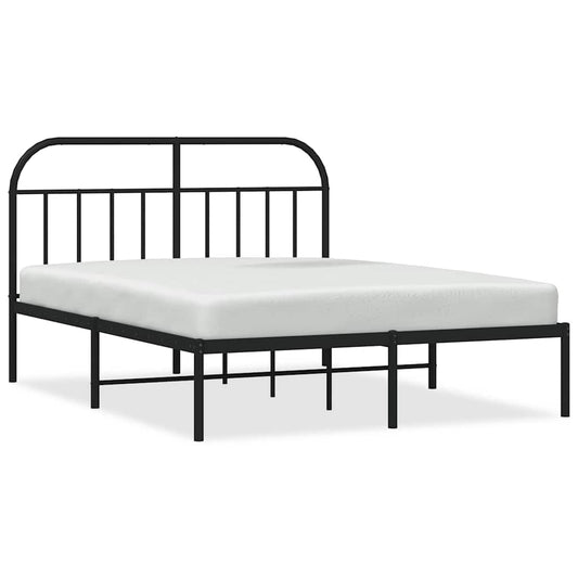vidaXL Metal Bed Frame without Mattress with Headboard Black 150x200cm