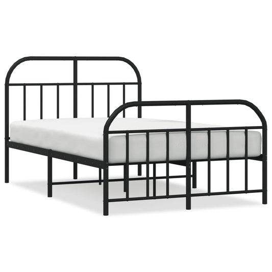 vidaXL Bed Frame | Black | Powder-Coated Steel | 120x190 cm | Bed Frame