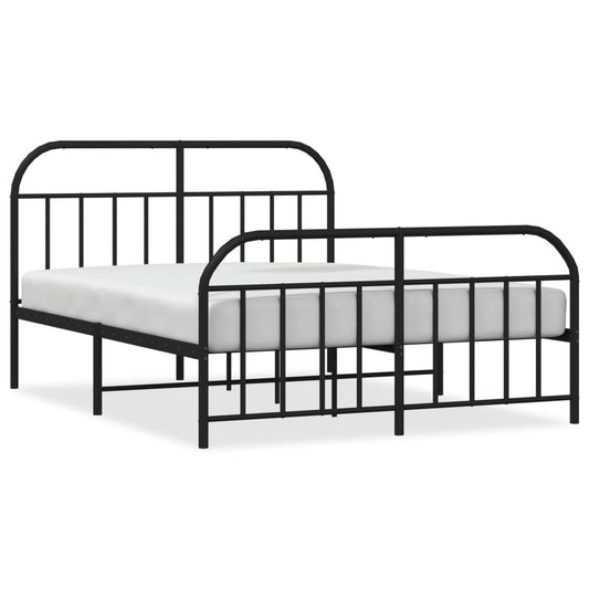 vidaXL Bed Frame | Black | Steel | Double | Bed Frame | Rectangular | Double Bed