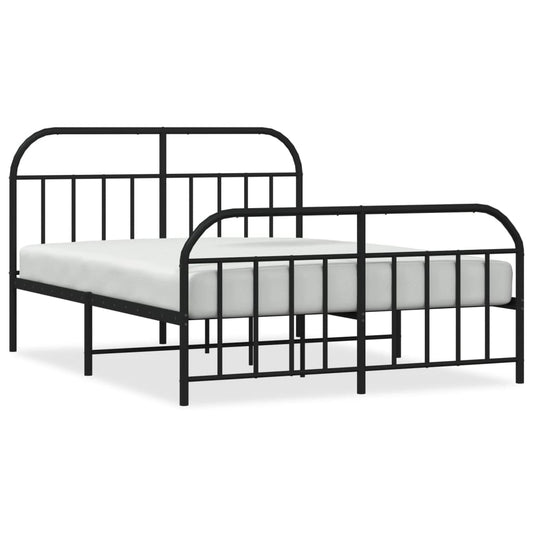 vidaXL Bed Frame | Black | Powder-Coated Steel | Double | Bed Frame