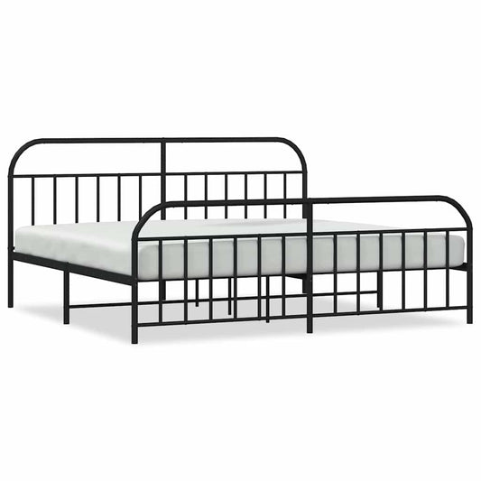 vidaXL Bed Frame | Black | Powder-Coated Steel | Double-sized | Bed Frame