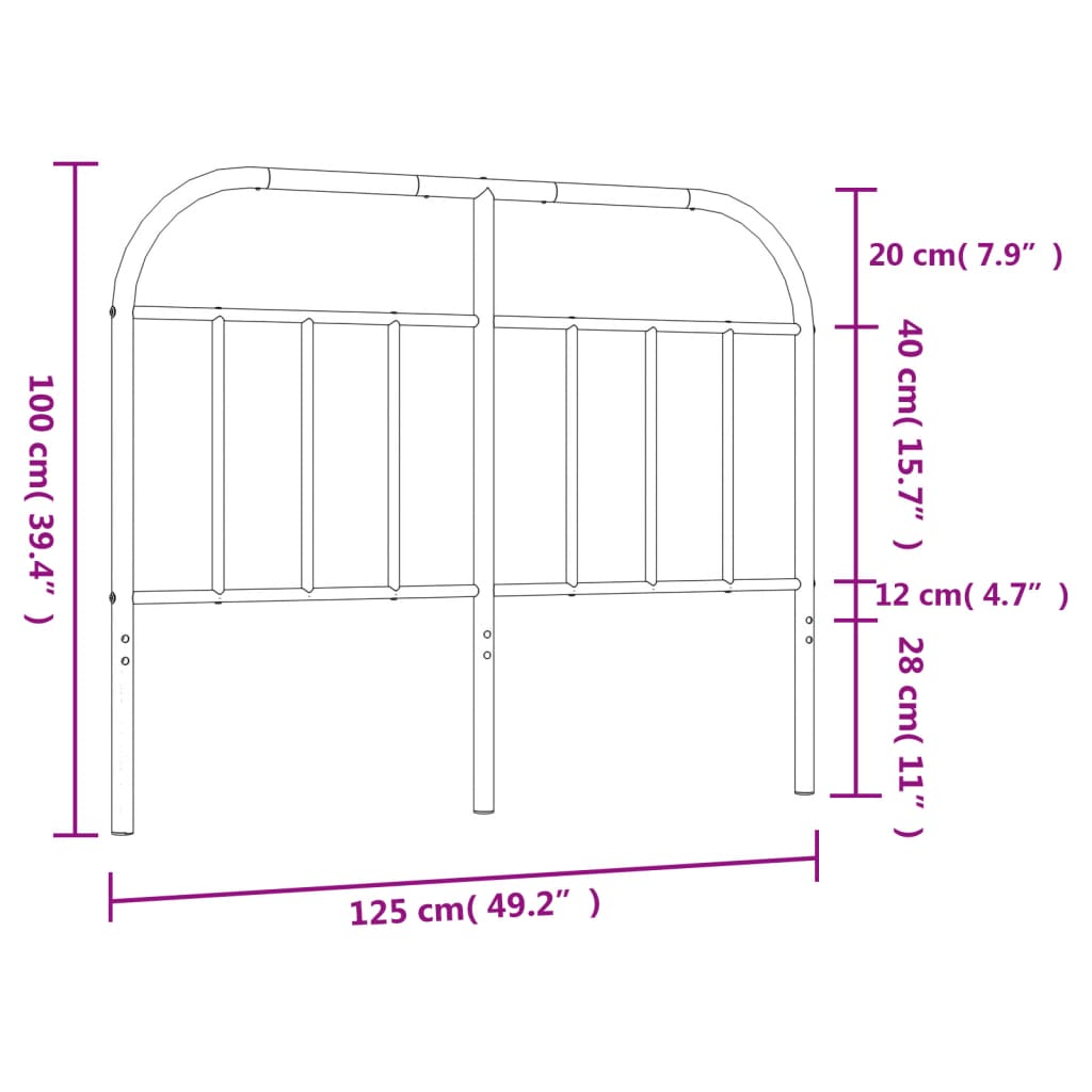 vidaXL Metal Replace Headboard Black 120 cm
